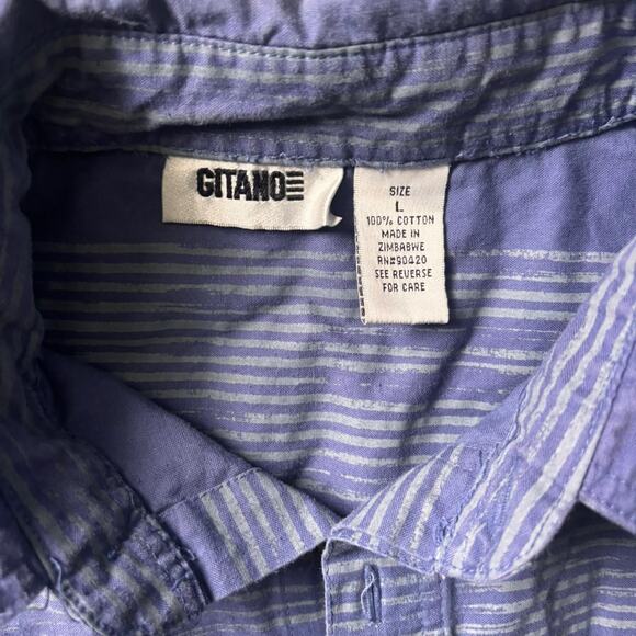 Gitano blue striped short sleeve button up  (large) - Picture 3 of 3